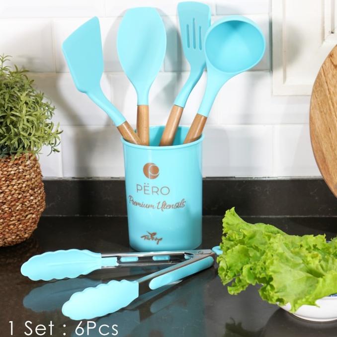 Pero Spatula Silicone Tahan Panas Set of 6 / Spatula Set dengan Holder
