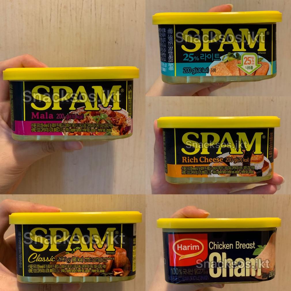 [200gr] SPAM Classic / Mild / Mala / Cheese / Spam Anak / Harim Cham Chicken- Daging Spam Korea Best