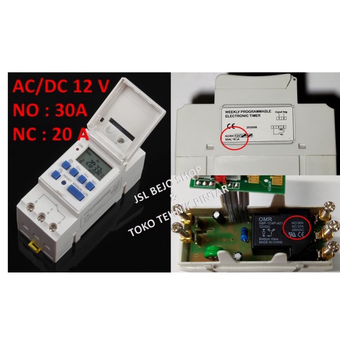 12 V DC DIN Rail Digital Programmable Timer Switch Model MCB