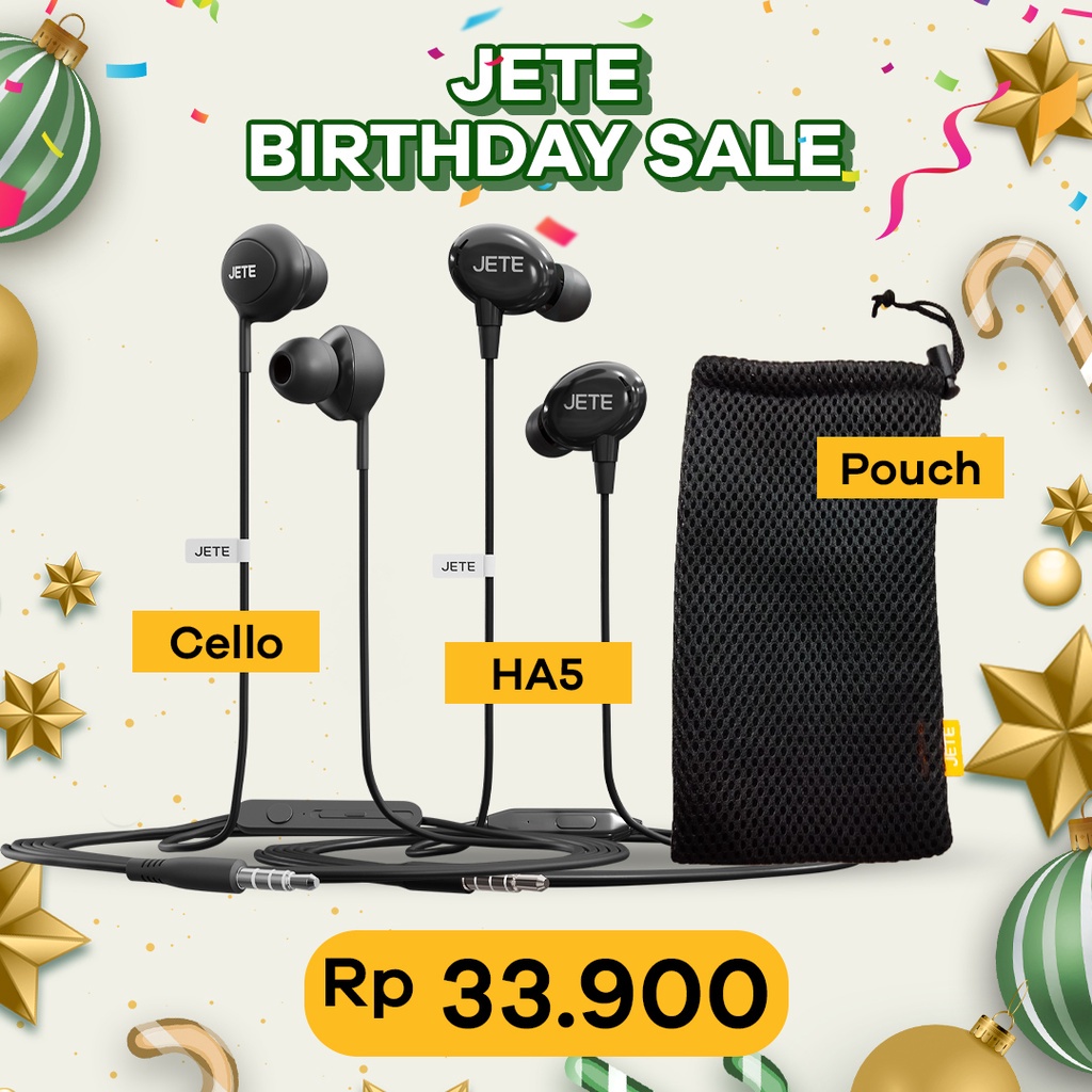Bundling Headset JETE Cello + Headset JETE HA5 + Pouch - Garansi Resmi JETE 2 Tahun