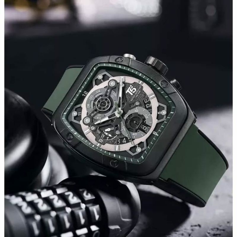ORIGINAL T5 3857 JAM TANGAN PRIA TERLARIS CHRONOGRAPH WATER PROOF MULTIFUNGSI