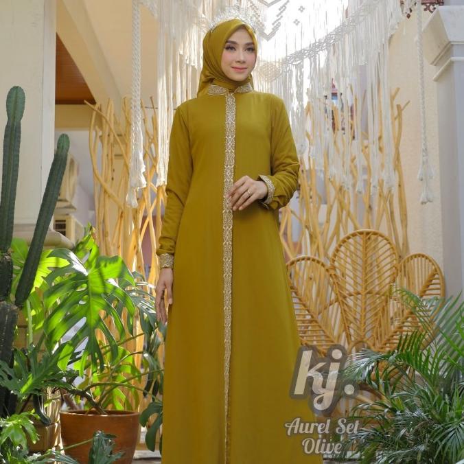 gamis pesta khadijah mode Aurel set hijab Sampai Jumbo
