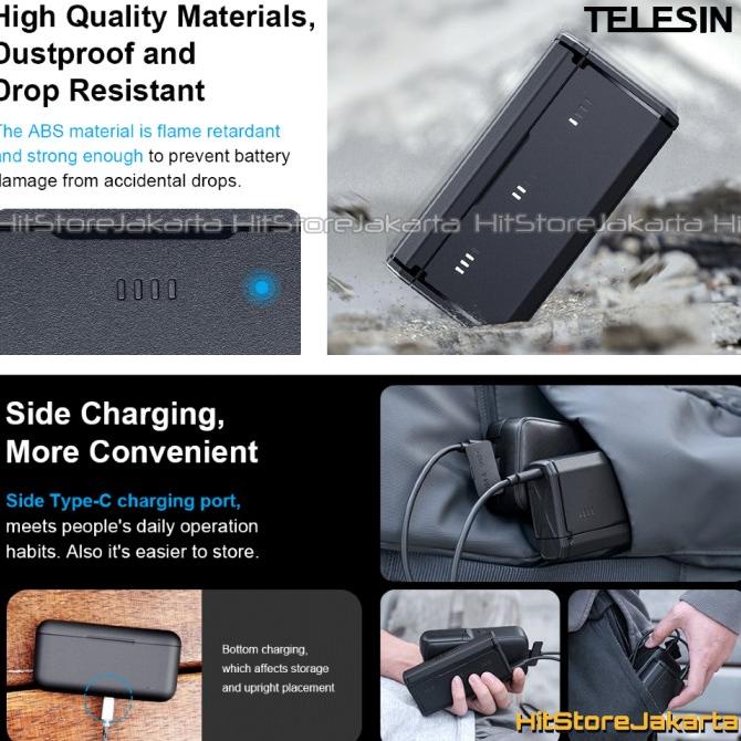 TELESIN Pocket Charging Box For GoPro 11 Baterai Charger GoPro 10/9
