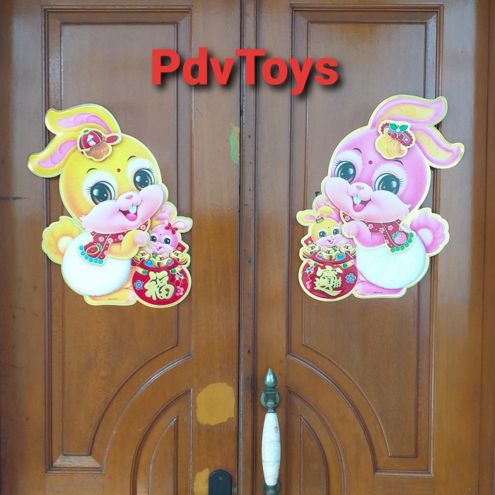 Tempelan Stiker Hiasan Pintu Dekorasi Shio Kelinci Imlek 2023