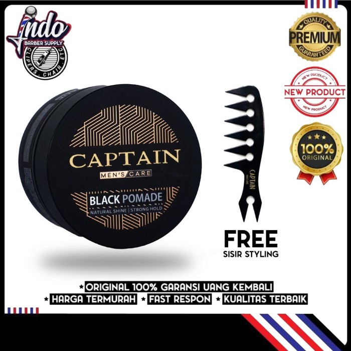 Terlaris Wairwax Captain Black Pomade / Pomade Penghitam Rambut / Pomade Hitam