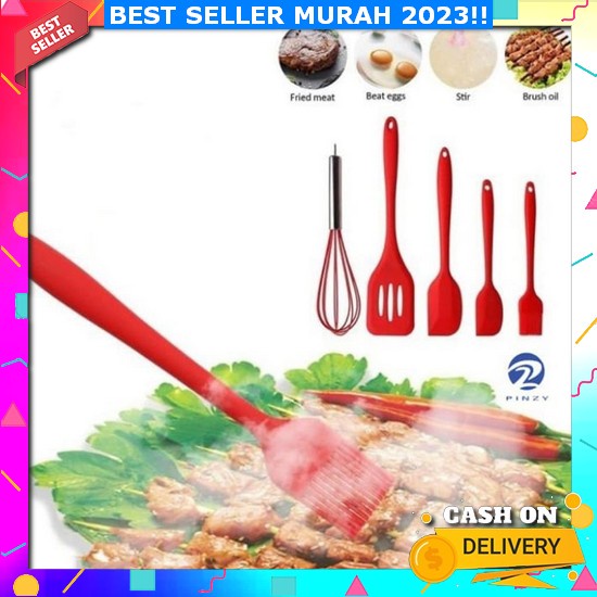 Spatula Silikon Tahan Panas Warna Lengkap Stenlis Alat Masak Lengkap Sotil Nasi Goreng Sodet Anti Ka