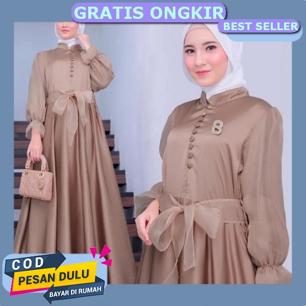 Dress Mewah Marsela Gamis Silk Premium Dress Armani Silk Gamis Jumbo Ld120 Ld 115 Xl Xxl Gamis Lenga