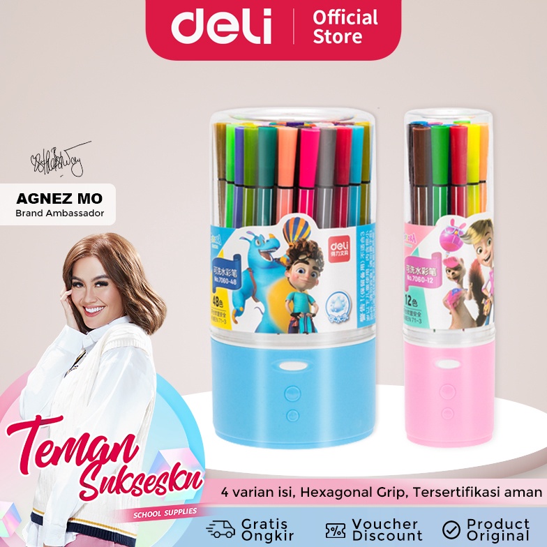 

K933 Deli Hexagonal Watercolor Marker Pen Spidol Warna 24/36/48 Warna 7060 dvnf7