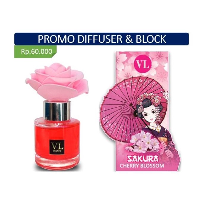 Discount Parfum Mobil Vl Scent Reed Diffuser & Block Sakura Promo Paket Hemat