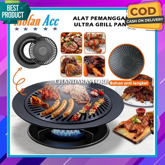 Grill Pan Smokeless Korean Bulat Anti Lengket Ikan Jumbo Keramik Termurah Teplon Q1P1 Alat Pemanggan