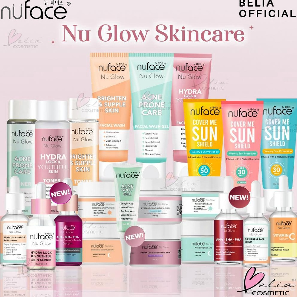 [0BE72] ❤ BELIA ❤ NUFACE Nu Glow Skincare | Toner | Face Serum | Facial Wash | Sunscreen | Day Cream