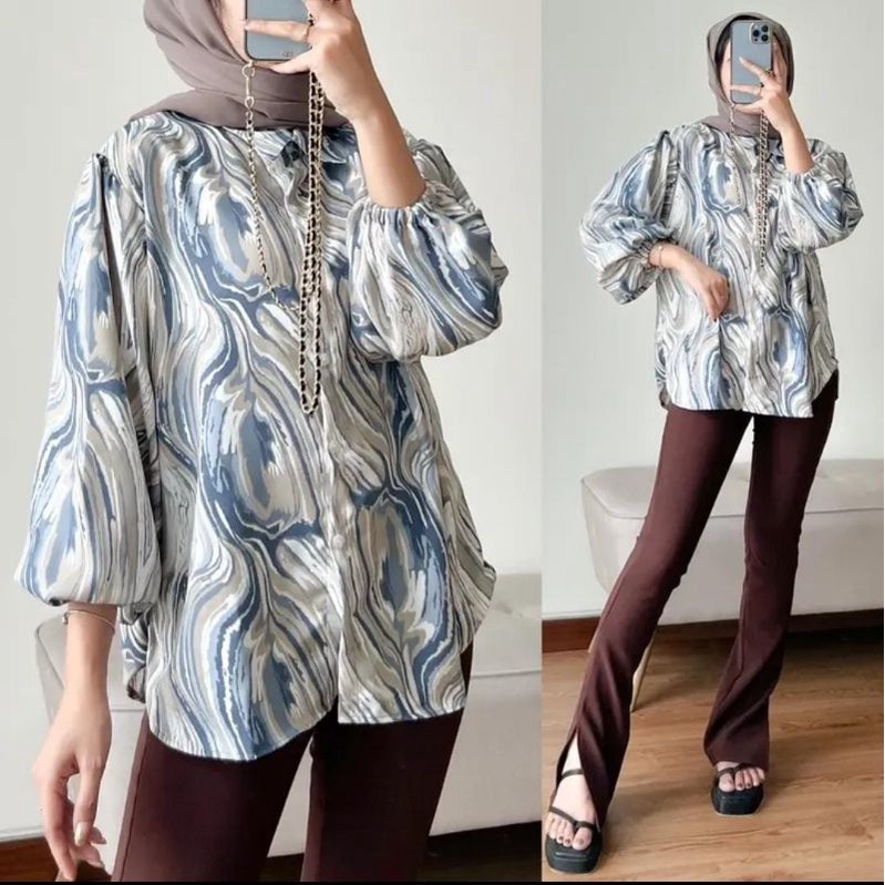 ELZE Blouse Shakila Premium Polos Atasan Kemeja Wanita