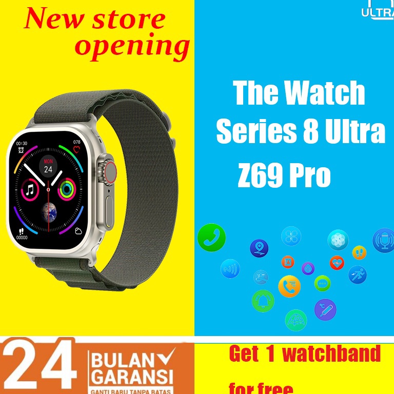 Kualitas Terbaik Z Series 8 Ultra Z69 Ultra Original 1:1 49MM Smart Watch Men's IP67 Waterproof, Dus