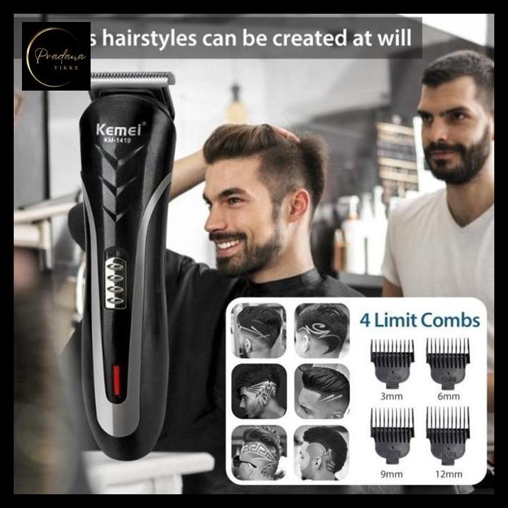 pradanavikke alat cukur rambut rechargeable kemei km 1419 clipper kemei 1419