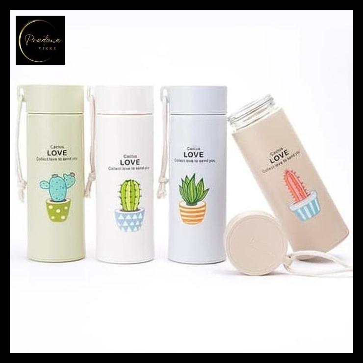 pradanavikke Botol KAKTUS Glass / Botol Minum Kaca Kaktus Tali 450ML