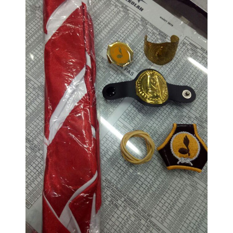 CR.5Jn23p ‑ KACU PRAMUKA PEMBINA + Ring kacu bahan SATIN SUPER SNI / HASDUK PRAMUKA JUMBO / KACU PRA