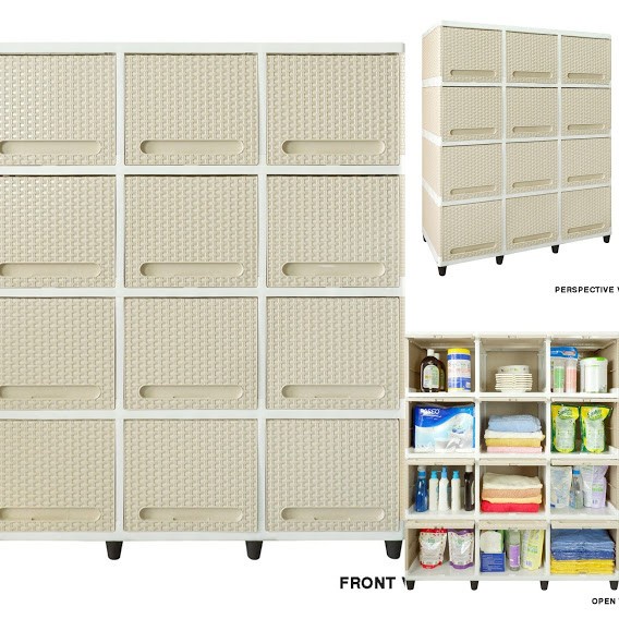 Terlaris Lemari Plastik Club Flip Triple Susun 4 Cream Lemari 12 Pintu