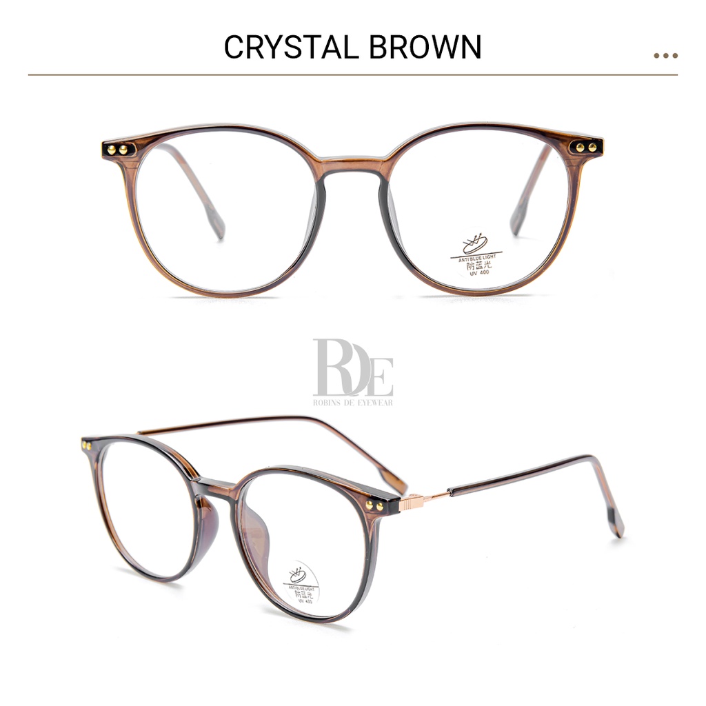 Robins kacamata Lentur Anti Radiasi Komputer Frame Kacamata Minus Blueray Photocromic Bluecromic Fashion Terbaru Pria Wanita 83079-Crystal Brown