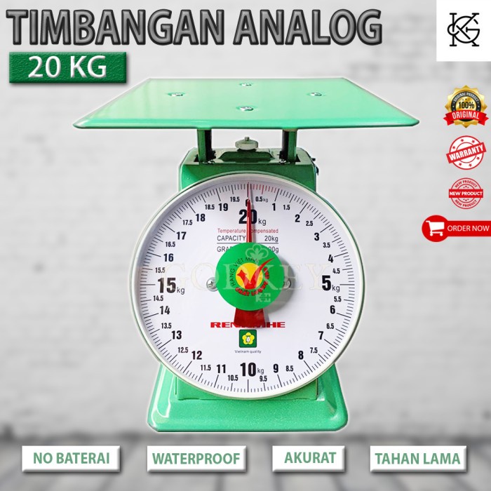 Timbangan RENKMHE Manual Jarum Duduk 20 Kg-50 Kg Timbangan Meja Hijau