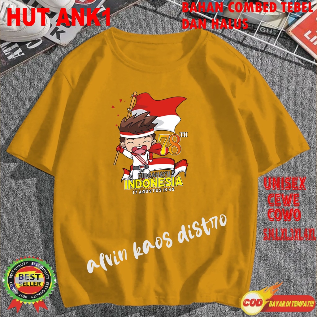 Beli 10 Pc Gratis 1 Pc Hut Ank1 RI 78 Kaos Terlaris 17 Agustus 1945 78 Kemerdekaan Indonesia Kaos Merah Putih Hitam Kaos Cewek Cowok Anak3