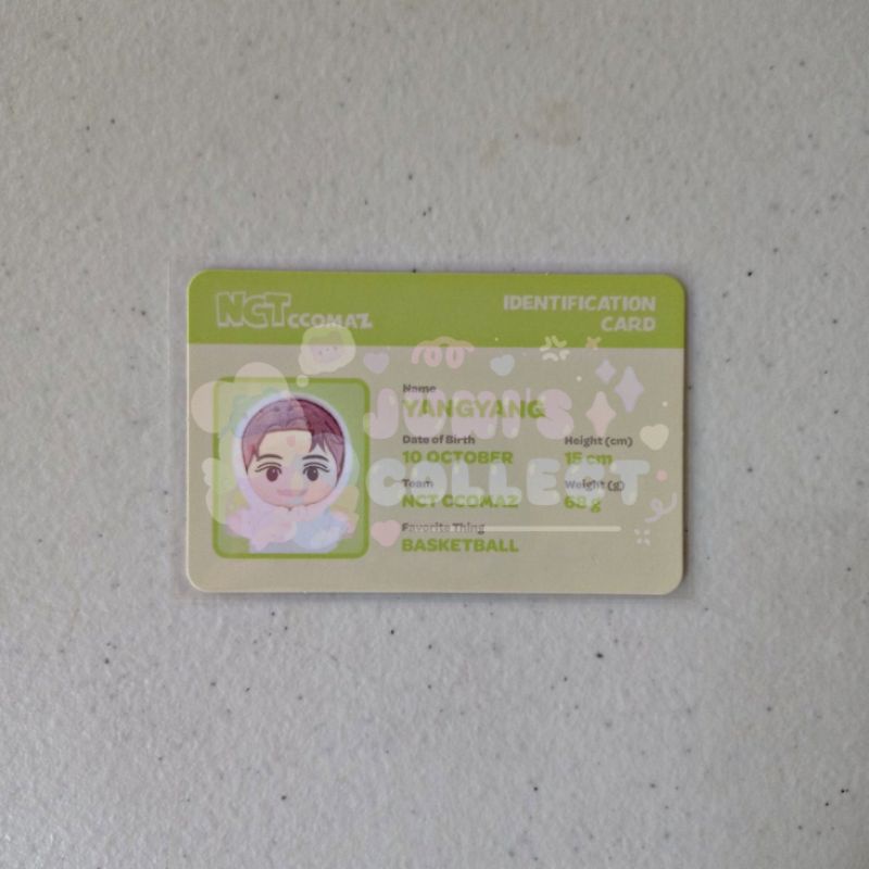 YANGYANG NCT CCOMAZ ID CARD IDC CONCEPT RED VER. PHOTOCARD PC OFFICIAL