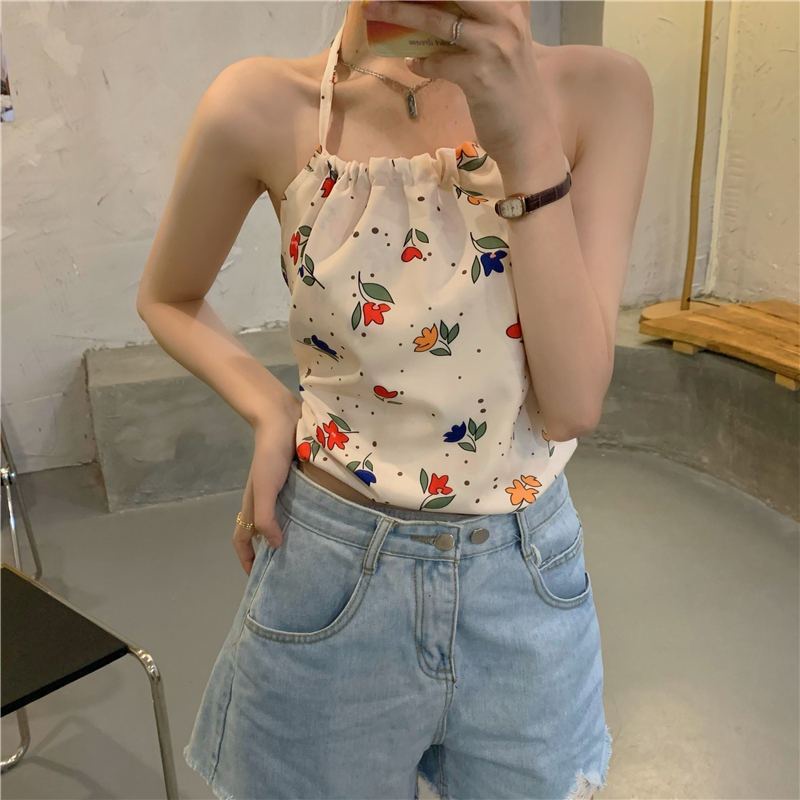 Tank Top Tanpa Lengan Bunga Musim Panas
