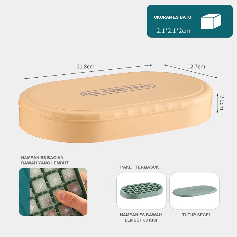 Holiven Cetakan Es Batu Multilayer Ice Cube (Lapisan Tunggal dengan Tutup)
