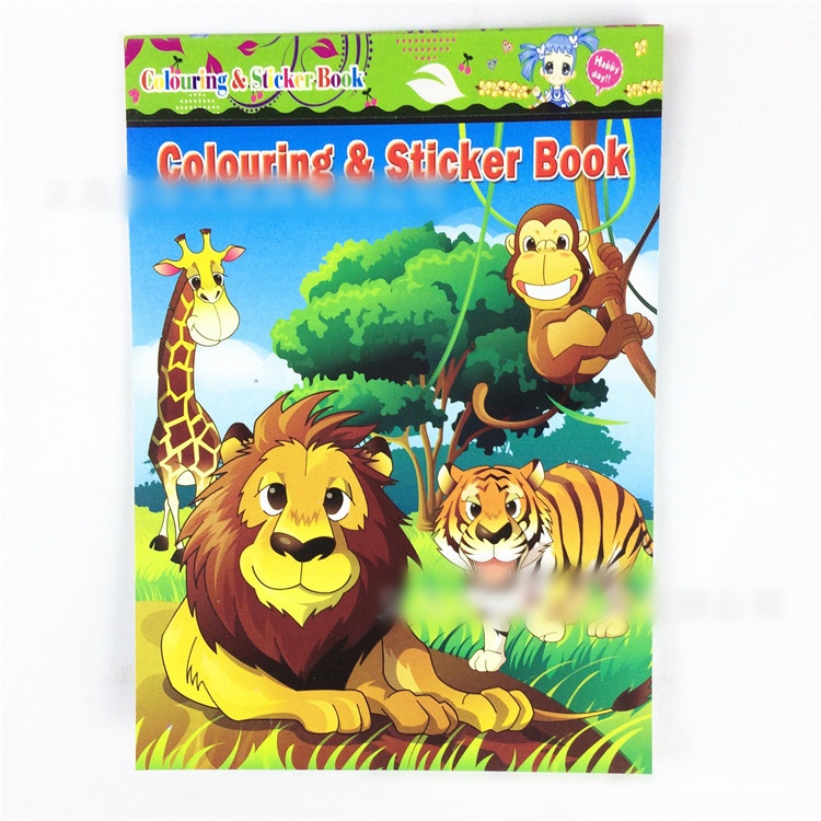 Holiven Buku mewarnai anak-anak DIY mewarnai lukisan buku kartun yang dilukis dengan tangan cat air stiker kecil stiker buku stiker