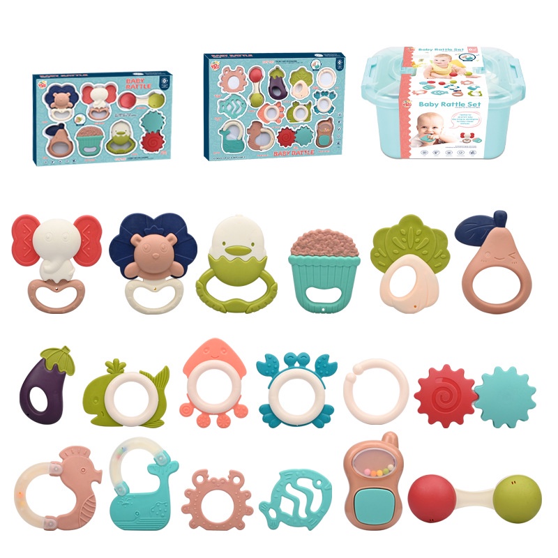 Holiven Tangan mainan bayi baru lahir molar tongkat bisa direbus untuk menenangkan mainan bayi 36 bulan mainan bayi teether gigitan musik