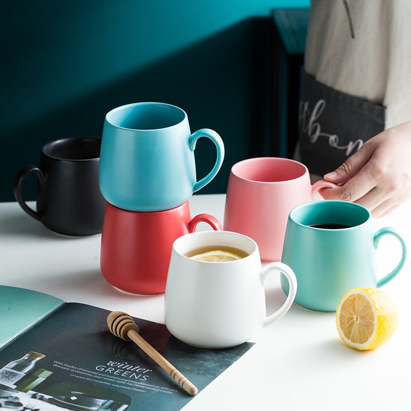 Holiven Warna Glasir Mug Keramik,Cangkir Air Merah Hadiah set Kotak Hadiah Cangkir Keramik