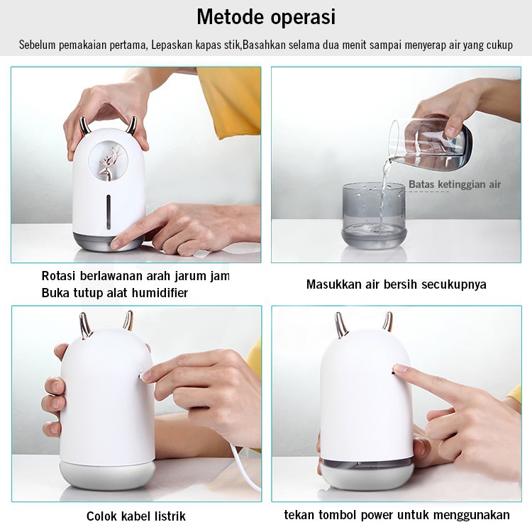 Holiven 100% ORI cute Bear Humidifier 600ML Essential Oil Diffuser Aroma Terapi Pengharum Ruangan