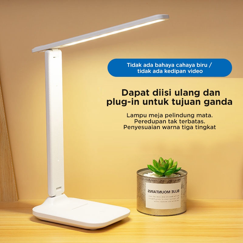 Holiven Lampu Meja / Lampu Belajar / Lampu Baca Lipat Desklamp LED Foldable 3 Warna Dimmer