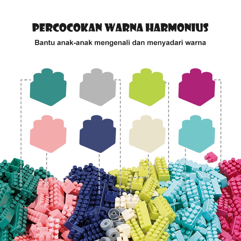 Holiven Kotak Hadiah-Besar Partikel Blok Bangunan- Blok Bangunan Perakitan Mainan DIY Mainan Plastik