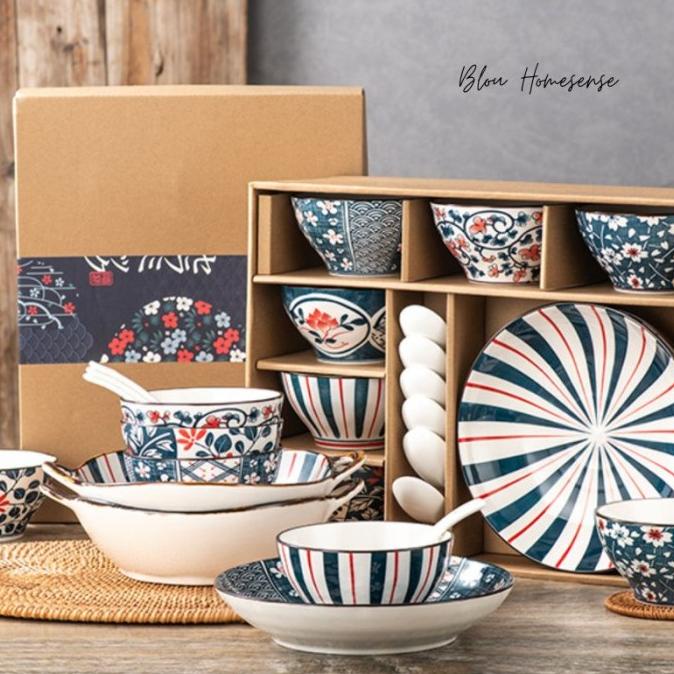 Blou Set piring keramik japanese gift set hampers piring cantik