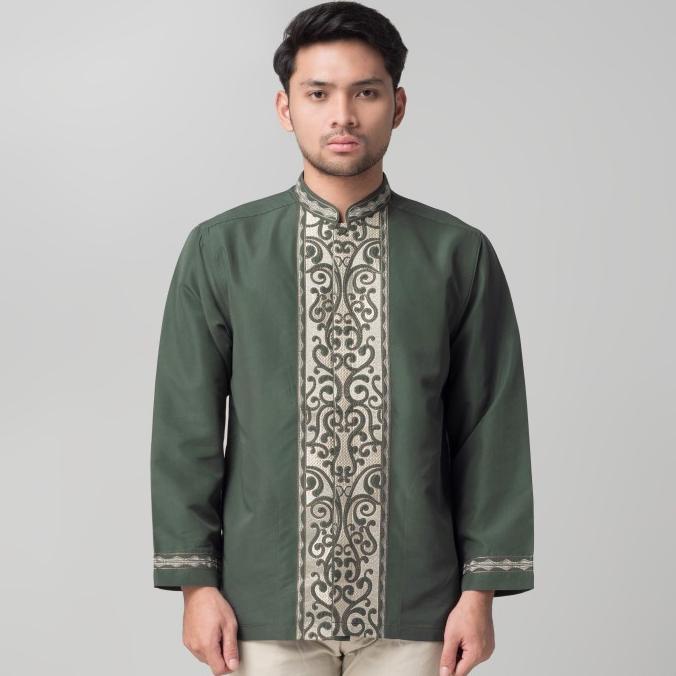 Benhill Taqwa Koko Bordir Pria Lengan Panjang Hijau Botol 2286-12707