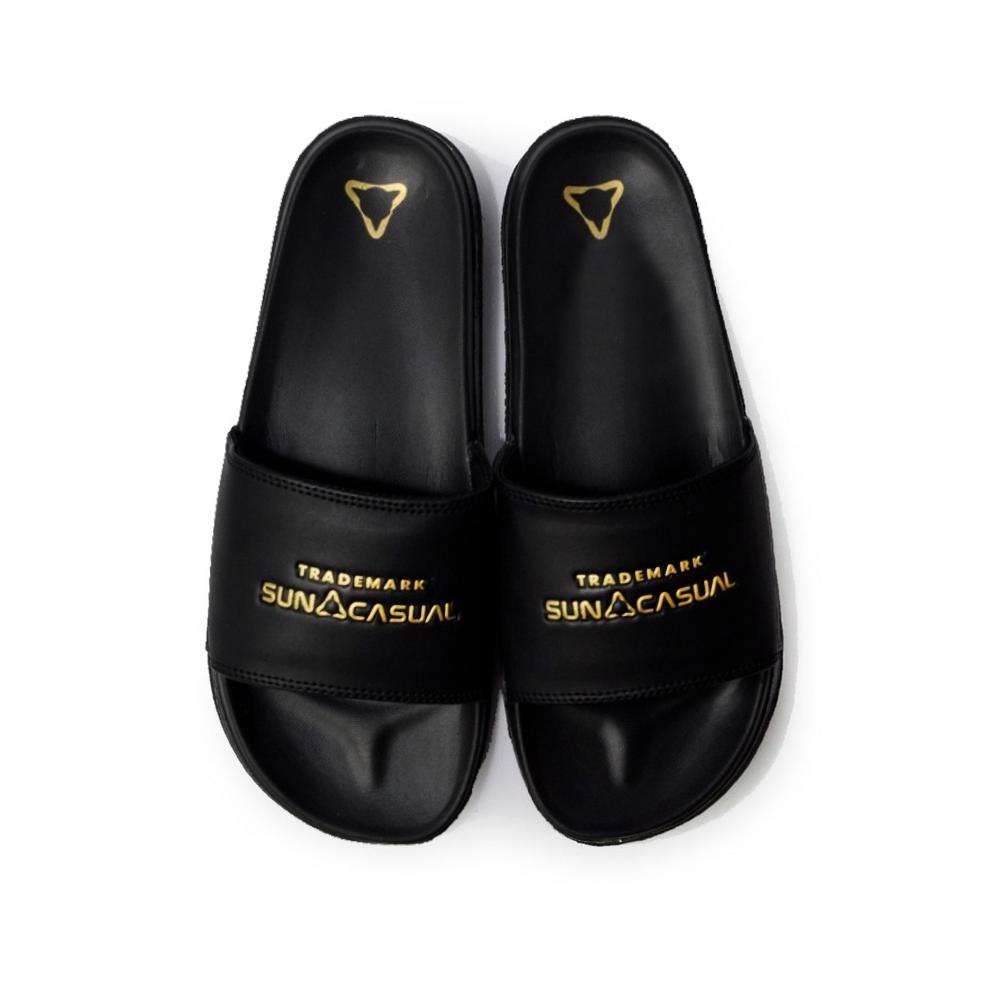 7.7 Sun Casual - Proto Black / Gold | Slippers Slide | Sandal Pria