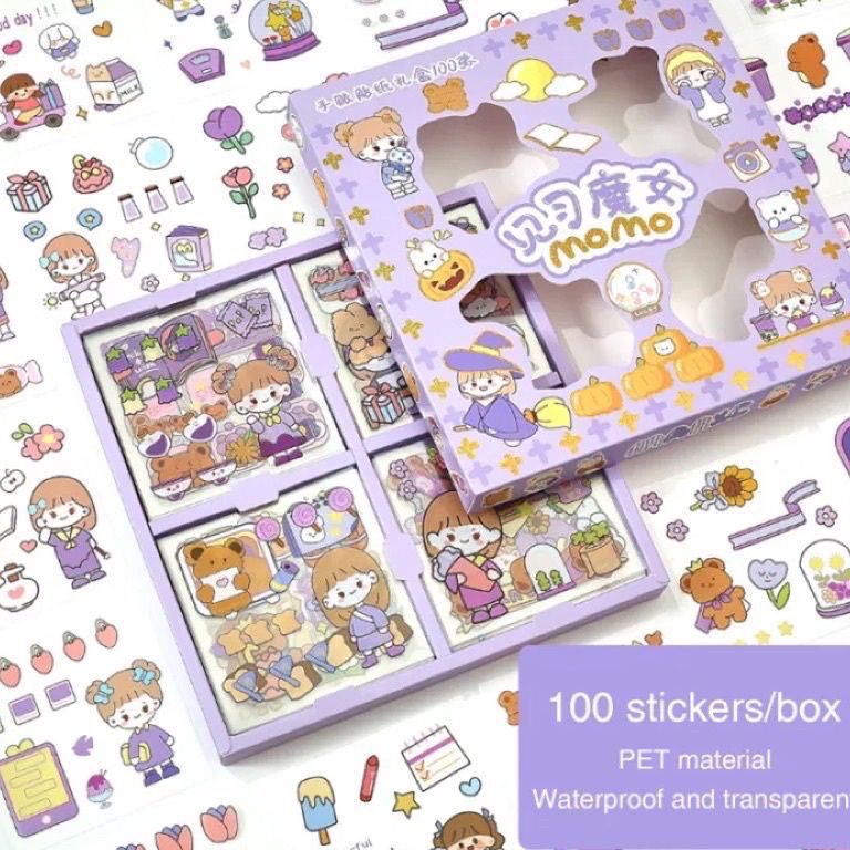 

[S8S] Sticker Waterproof Sticker Momo Dapat Box Isi 100 Lembar ➬Model Terkini
