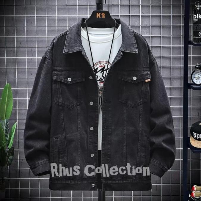 Jaket Jeans Denim Pria|Jaket Jeans Kupluk Hitam|Jaket Jeans Terbaru