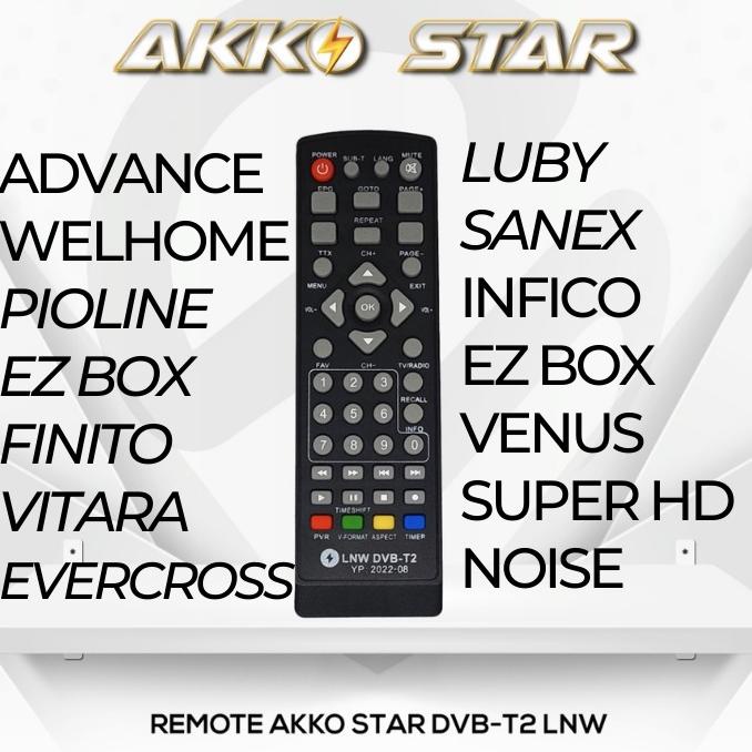 Terbaru Remote Stb Universal Lnw Akko Star / Remot Set Top Box Dvb-T2 Luby Sanex Advance Infico Ez Box Noise Venus Super Hd Hinomaru Vitara Dll