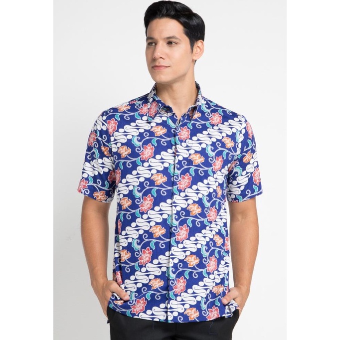 Big Sale Arjuna Weda Hem Batik Pria Parang Barong - Biru Berkualitas