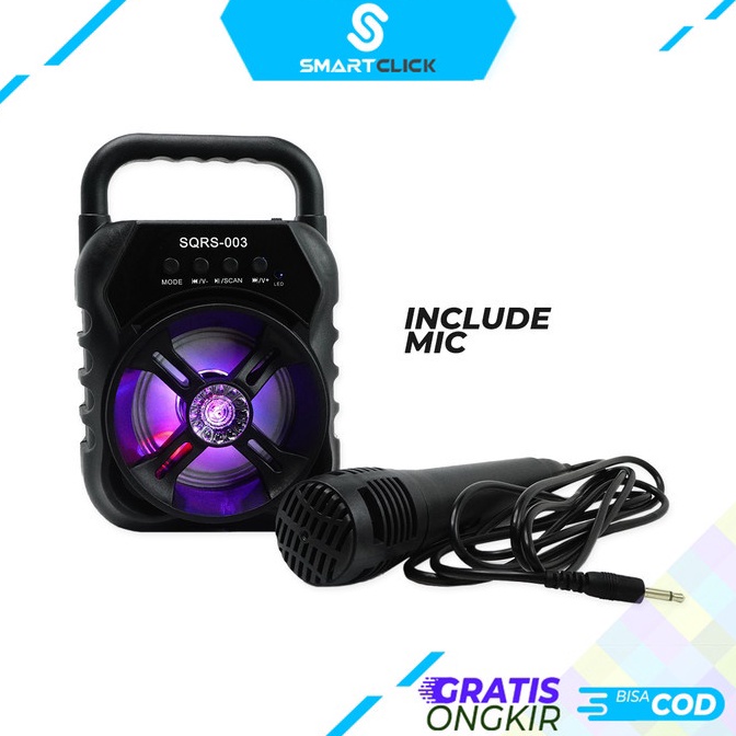 Terbaik SPEAKER BLUETOOTH SUPER BASS 3 INCH FREE MIC KARAOKE FM SQRS 003