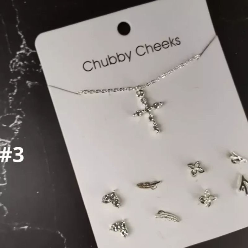 `ღ´ PHINKL `ღ´  Set Kalung Anting anting silver cantik fashion anti karat tidak mudah luntur