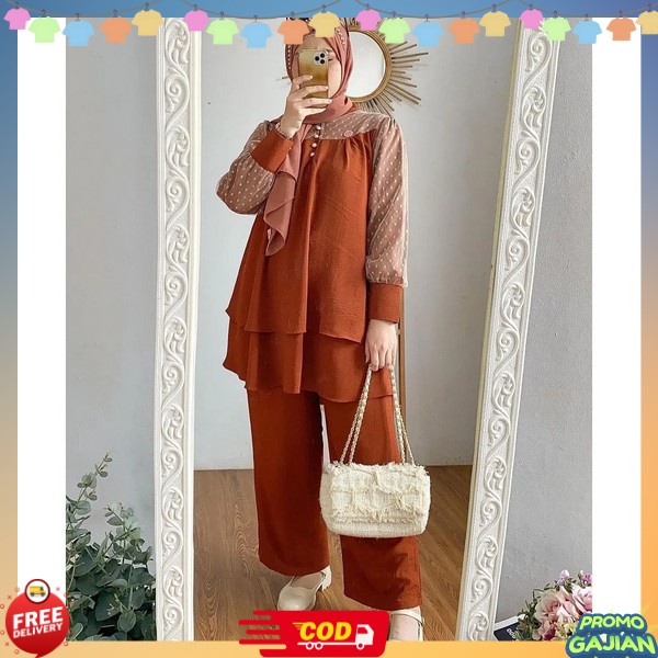 Baju Muslim Oneset Wanita Terbaru 2023 Setelan Idul Fitri Gamis Remaja Dewasa Kekinian Games Ibu Ele