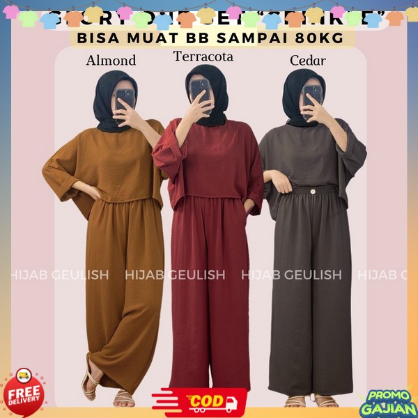Dres Setcell Kondangan Kaos Adem Tunik Busui Modern Setelan Cewek Muslimah Baju Muslim Remaja Dewasa