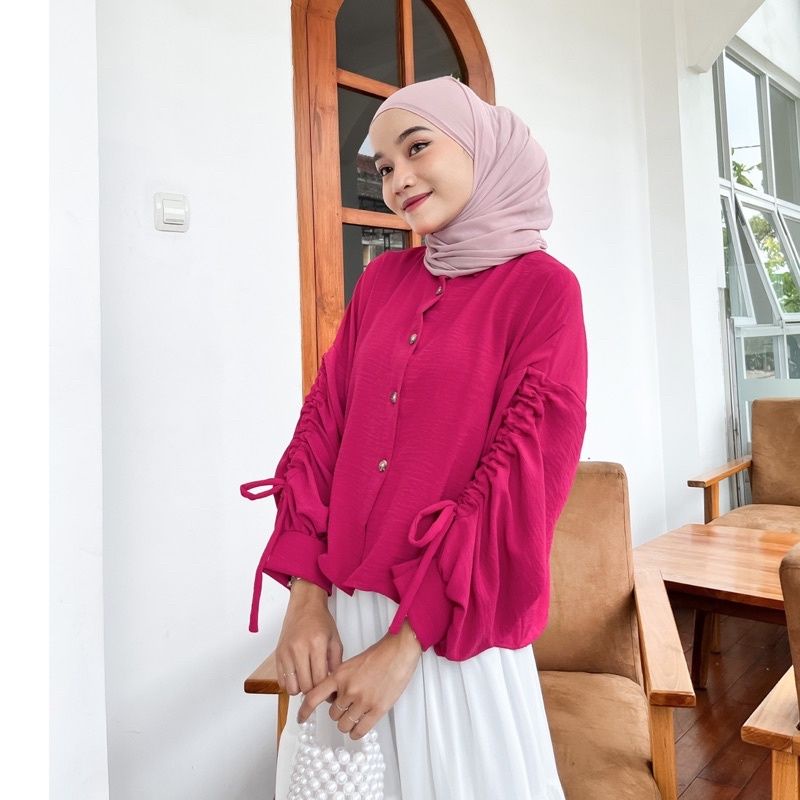 LAYLA BLOUSE CRINCLE WANITA | KEMEJA SERUT WANITA | BLOUSE KEMEJA | ATASAN WANITA