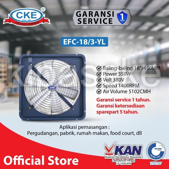 EXHAUST FAN CKE EFC-18/3 18INCH 380V EKSOS DINDING