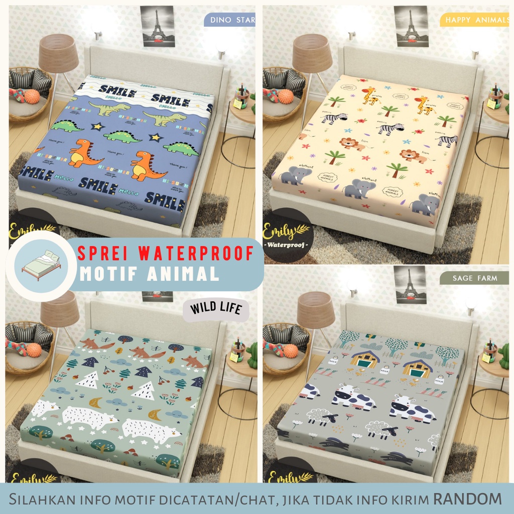 SPREI WATERPROOF SULTAN Free KARET ANTI GESER Motif DEWASA ANAK POLOS Ukuran Size NO1/NO2/NO3 180X200 160x200 120x200 90x200 200x200 140x200