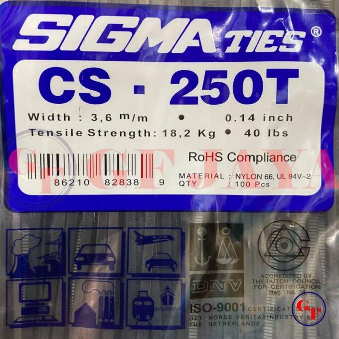 

><><><] Kabel Ties / Tis Sigma CS 250 T / 25cm / 25 cm Hitam / Putih CS250T