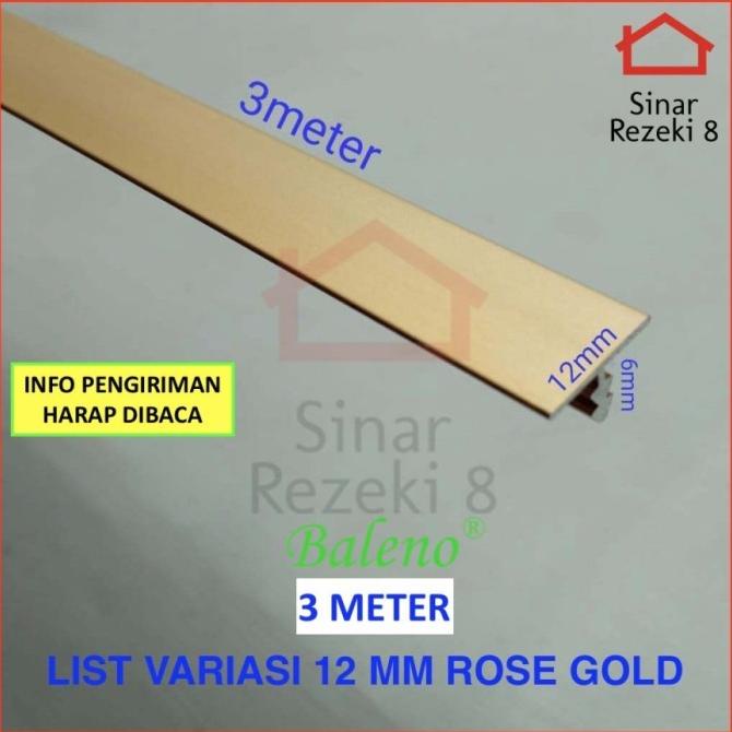 List Variasi 12 Mm Rose Gold Aluminium Lis T Edging Penutup Celah