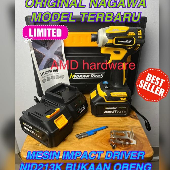 CORDLESS IMPACT DRIVER BRUSHLESS SCREWDRIVER WRENCH SET NID213K NAGAWA